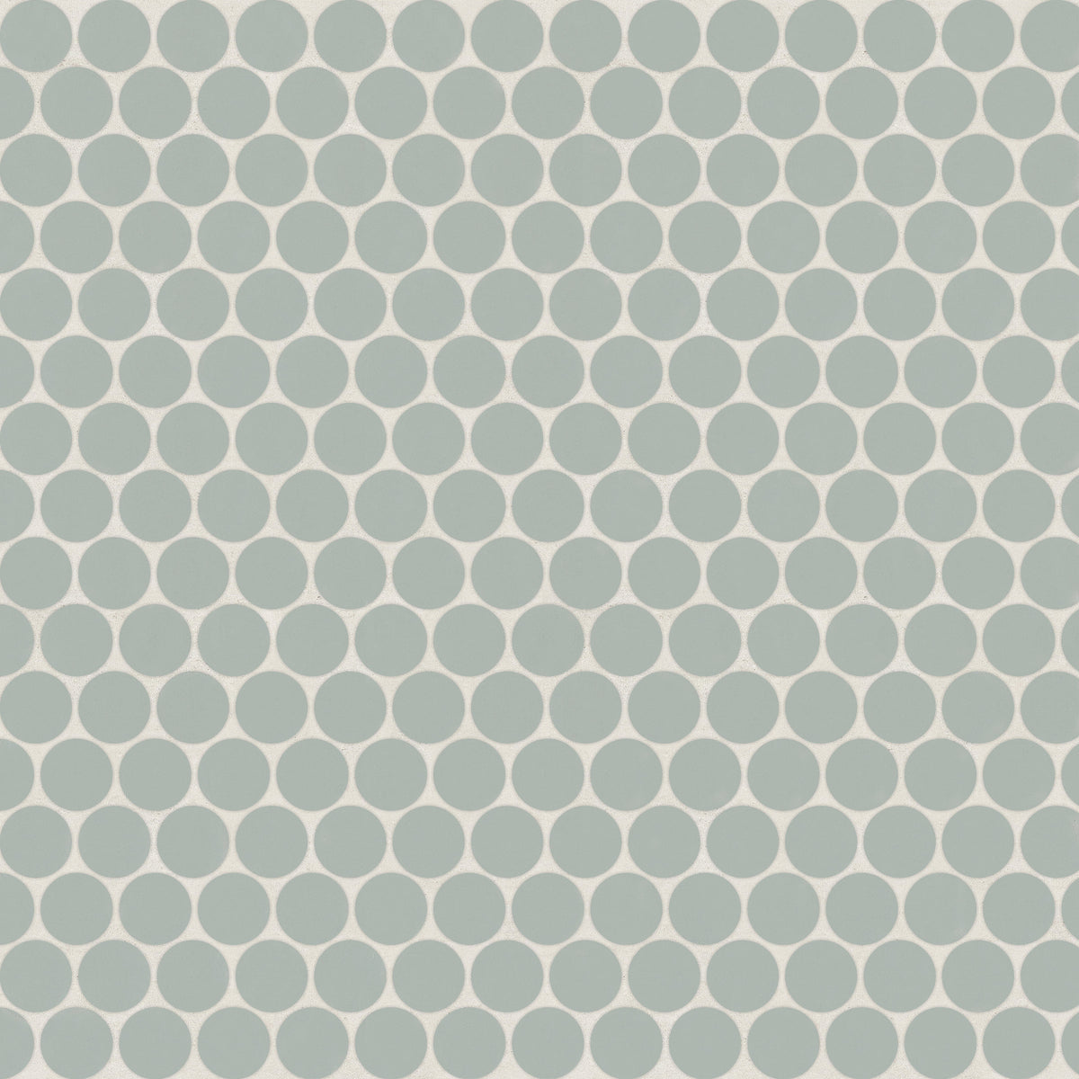 Bedrosians Marin 3/4" Penny Round Matte Porcelain Mosaic in Aloe Green | Item Code 100004035