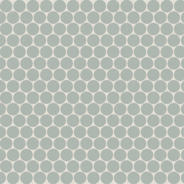Bedrosians Marin 3/4" Penny Round Matte Porcelain Mosaic in Aloe Green | Item Code 100004035