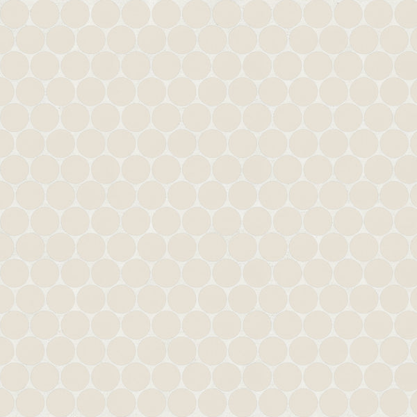 Bedrosians Marin 3/4" Penny Round Matte Porcelain Mosaic in Sand Dollar | Item Code 100004038