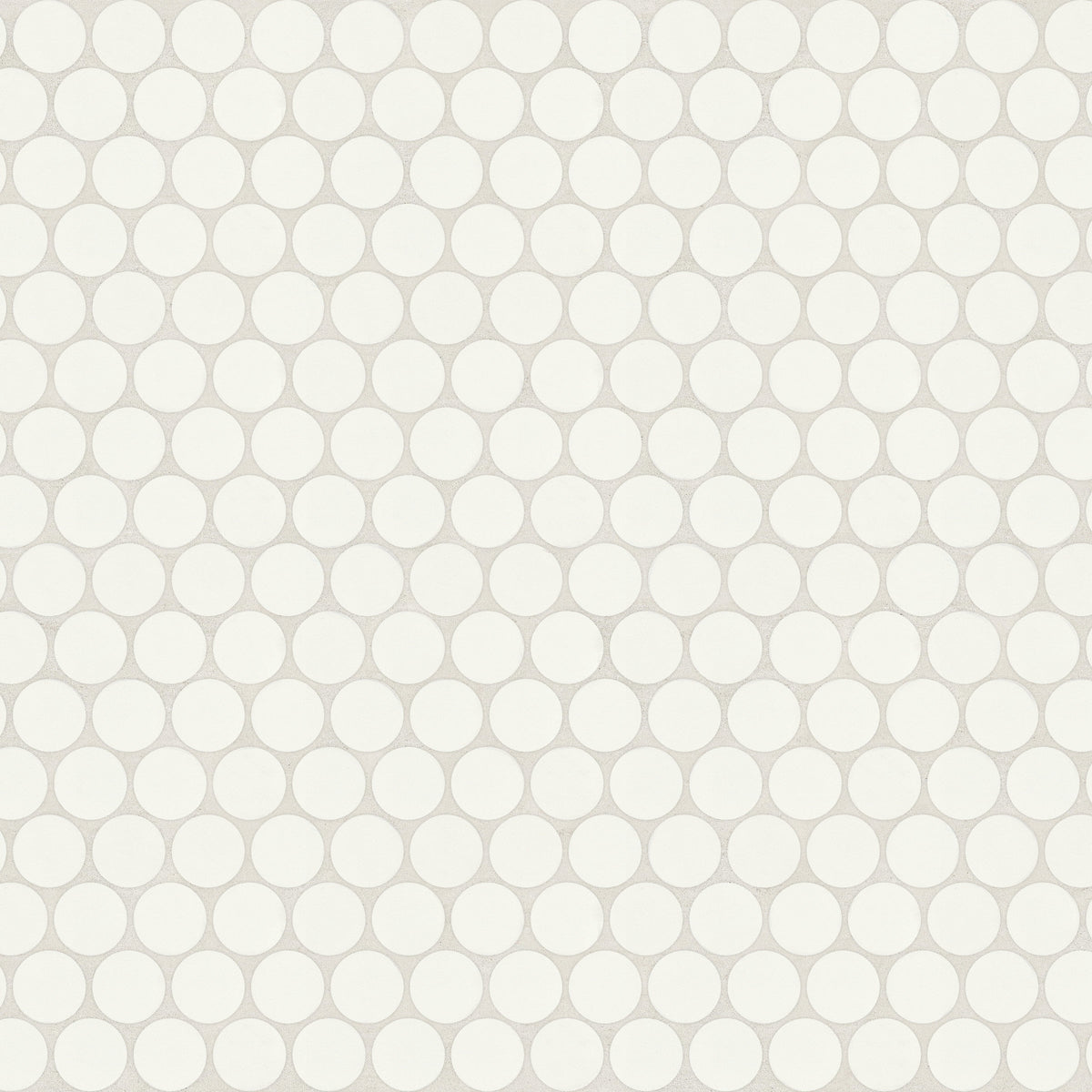 Bedrosians Marin 3/4" Penny Round Matte Porcelain Mosaic in Pearl White | Item Code 100004039