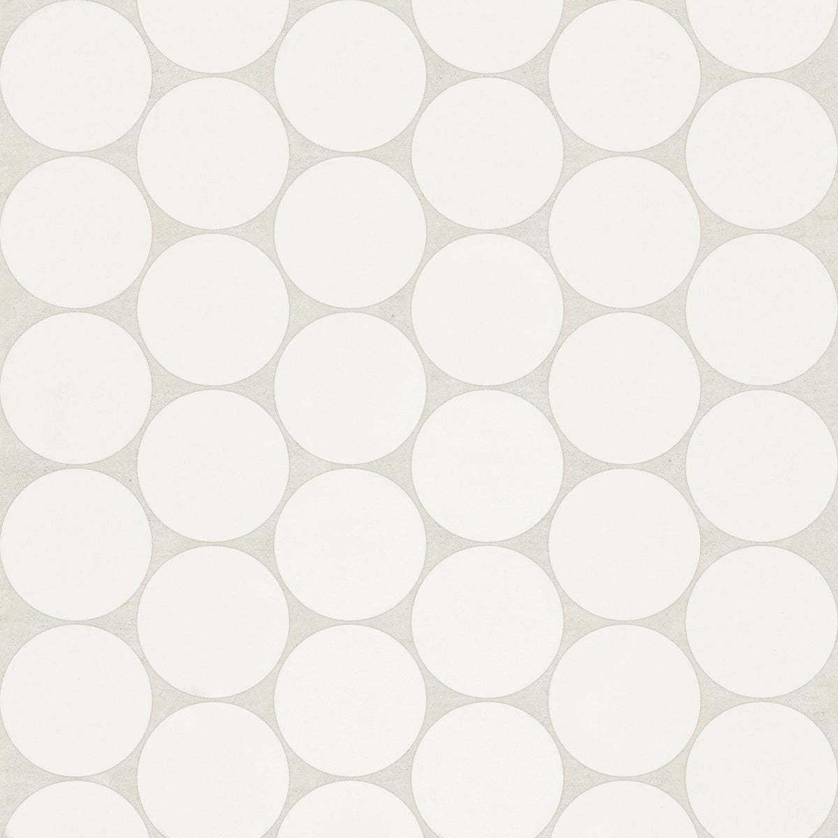 Bedrosians Marin 2" Penny Round Matte Porcelain Mosaic in Pearl White | Item Code 100004794
