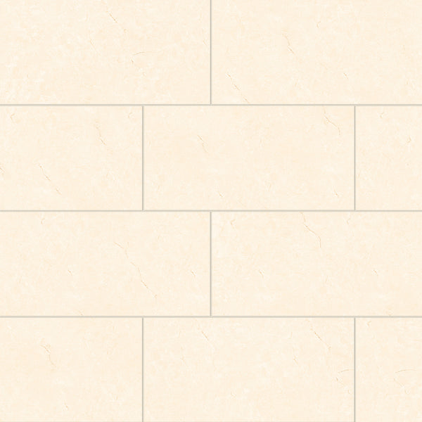 Bedrosians Shandar 12" x 24" Polished Porcelain Field Tile in Crema Marfil Light | Item Code 100005449