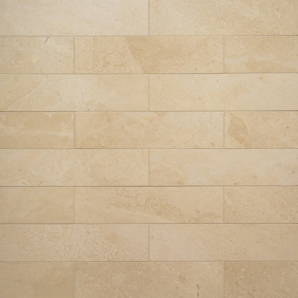 Bedrosians Caspian Bisque 3" x 12" Honed Marble Mesh Back Tile | Item Code 100005480