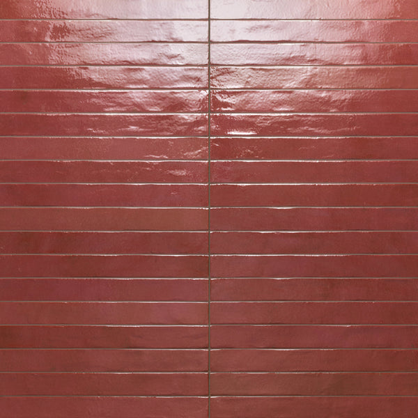 Bedrosians Chroma 2" x 18" Glossy Porcelain Field Tile in Red | Item Code 100005927