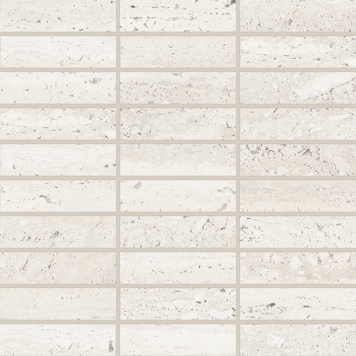 Bedrosians Sensi Roma 1" x 4" Satin Porcelain Rectangle Mosaic in White | Item Code 100005966