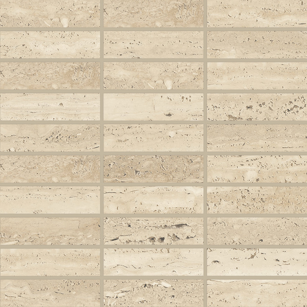 Bedrosians Sensi Roma 1" x 4" Satin Porcelain Rectangle Mosaic in Cream | Item Code 100005968