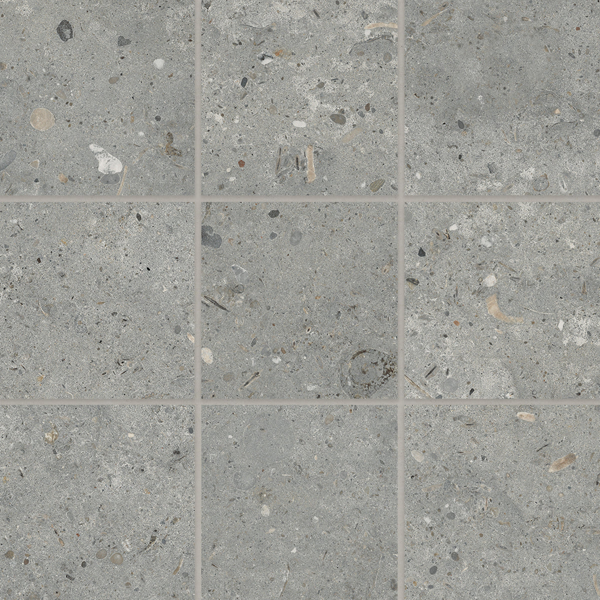 Bedrosians Poetry Stone 4" x 4" Matte Porcelain Mosaic in Grey | Item Code 100005975