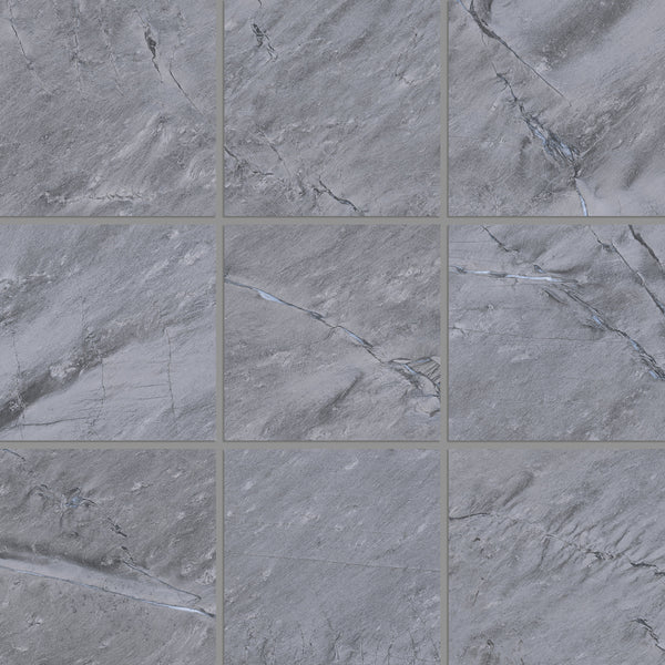 Bedrosians Prati 4" x 4" Honed Porcelain Mosaic in Breccia Grey | Item Code 100006087