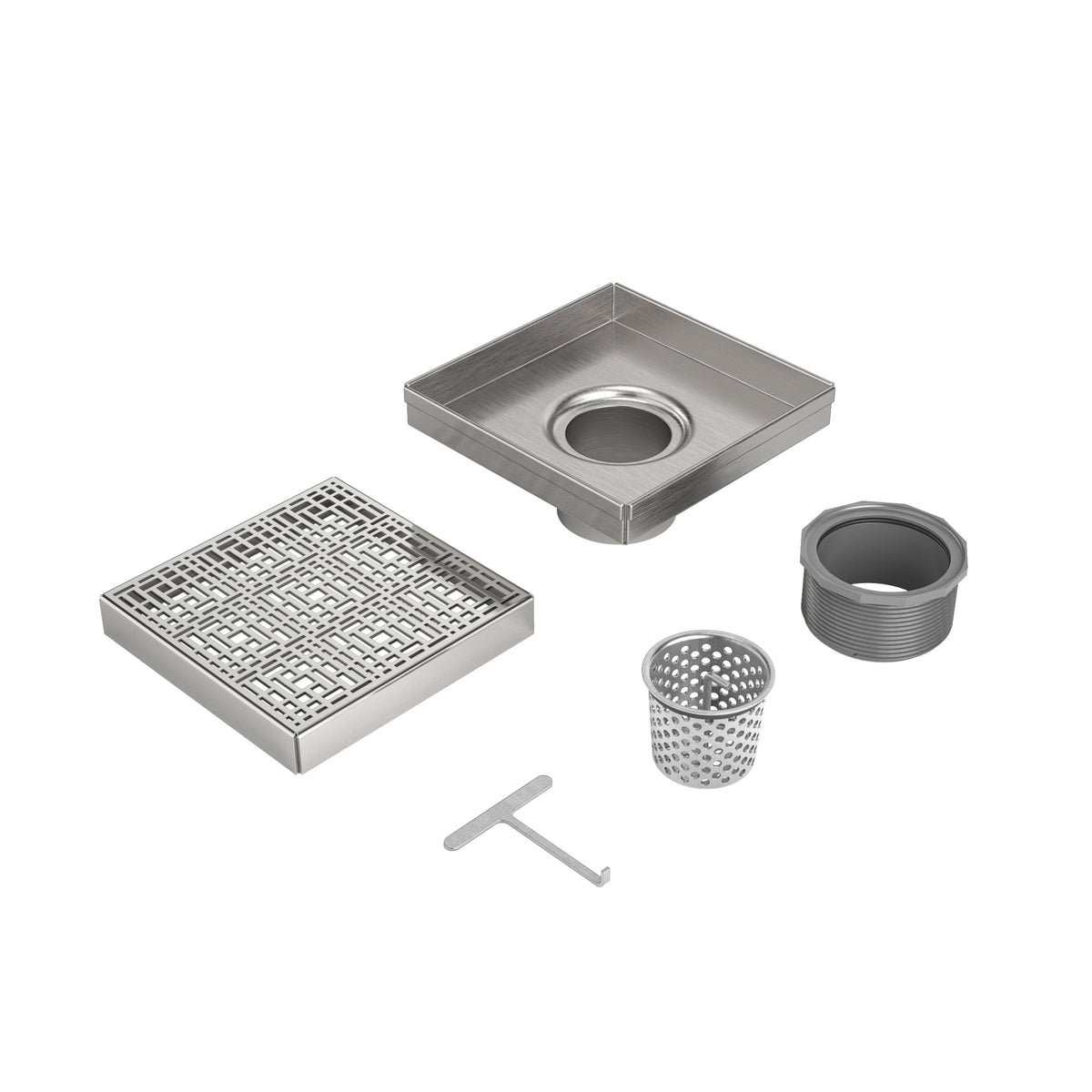 Bedrosians Oatey Square Drain Kit 5" Square Deco Polished SS #DECO05-P | Item Code 100006577