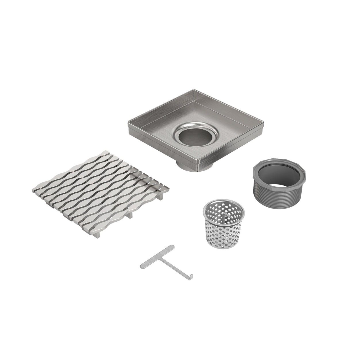 Bedrosians Oatey Square Drain Kit Square Stream Polished SS #STREAM05-P | Item Code 100006580