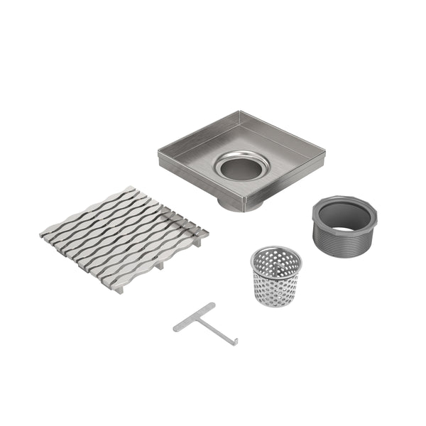 Bedrosians Oatey Square Drain Kit Square Stream Polished SS #STREAM05-P | Item Code 100006580