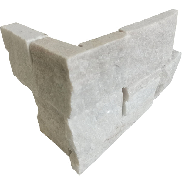 Bedrosians Jumbo Ledger 8" x 20" Marble Wired Mesh Corner in Glacier White | Item Code 100006769