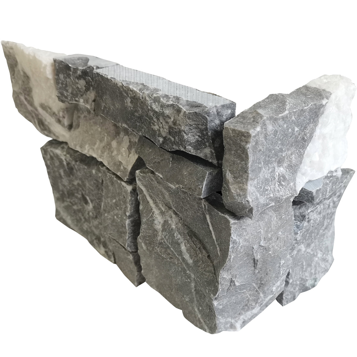 Bedrosians Jumbo Ledger 8" x 20" Marble Wired Mesh Corner in Fossil Grey | Item Code 100006773
