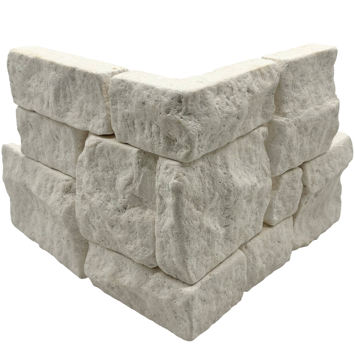 Bedrosians Tumbled Ledger 8" x 18" Limestone Corner-Wired Mesh in Light Beige | Item Code 100006897