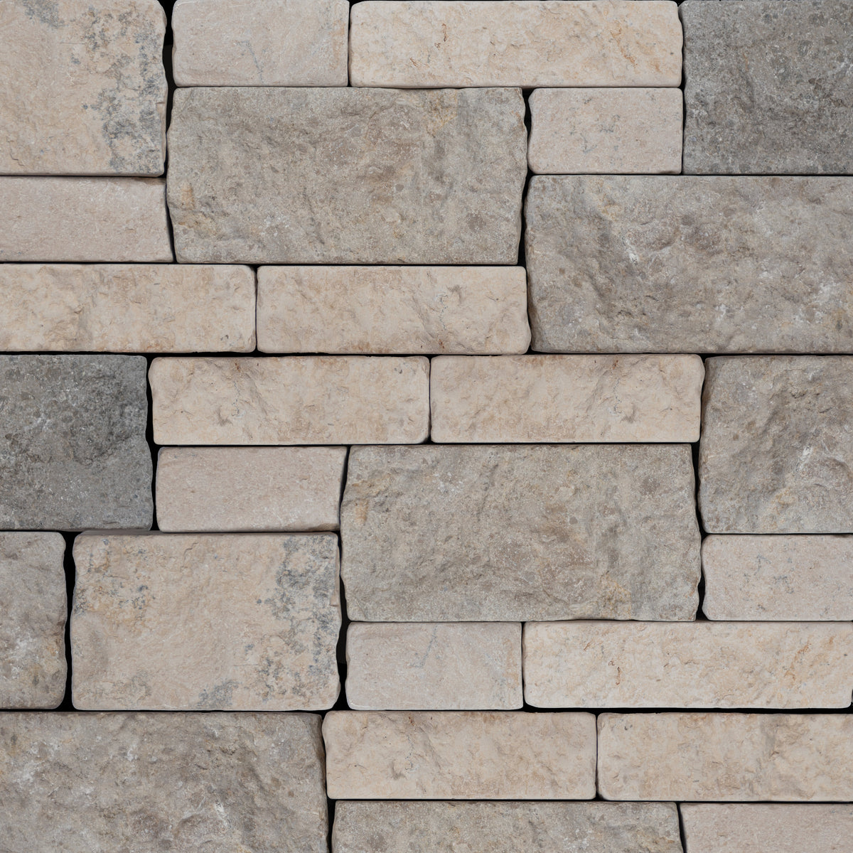 Bedrosians Tumbled Ledger 8" x 22" Limestone Wired Mesh in Mixed Beige & Grey | Item Code 100006900