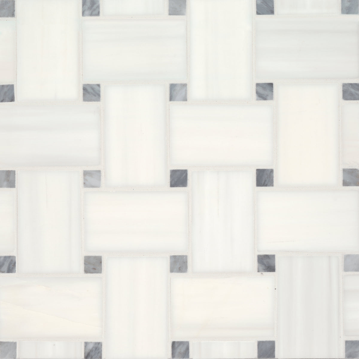 Bedrosians Jumbo Basketweave Honed Marble in Dolomite with Bardiglio Dot | Item Code 100007364