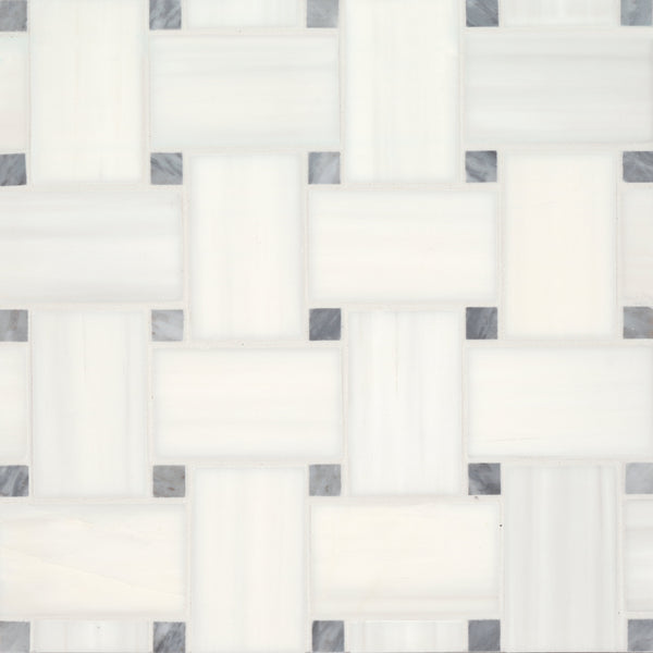 Bedrosians Jumbo Basketweave Honed Marble in Dolomite with Bardiglio Dot | Item Code 100007364
