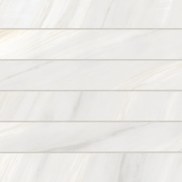 Bedrosians Magnifica Era 4" x 24" - 8mm Honed Porcelain Tile in Bianco Lasa | Item Code 100007408
