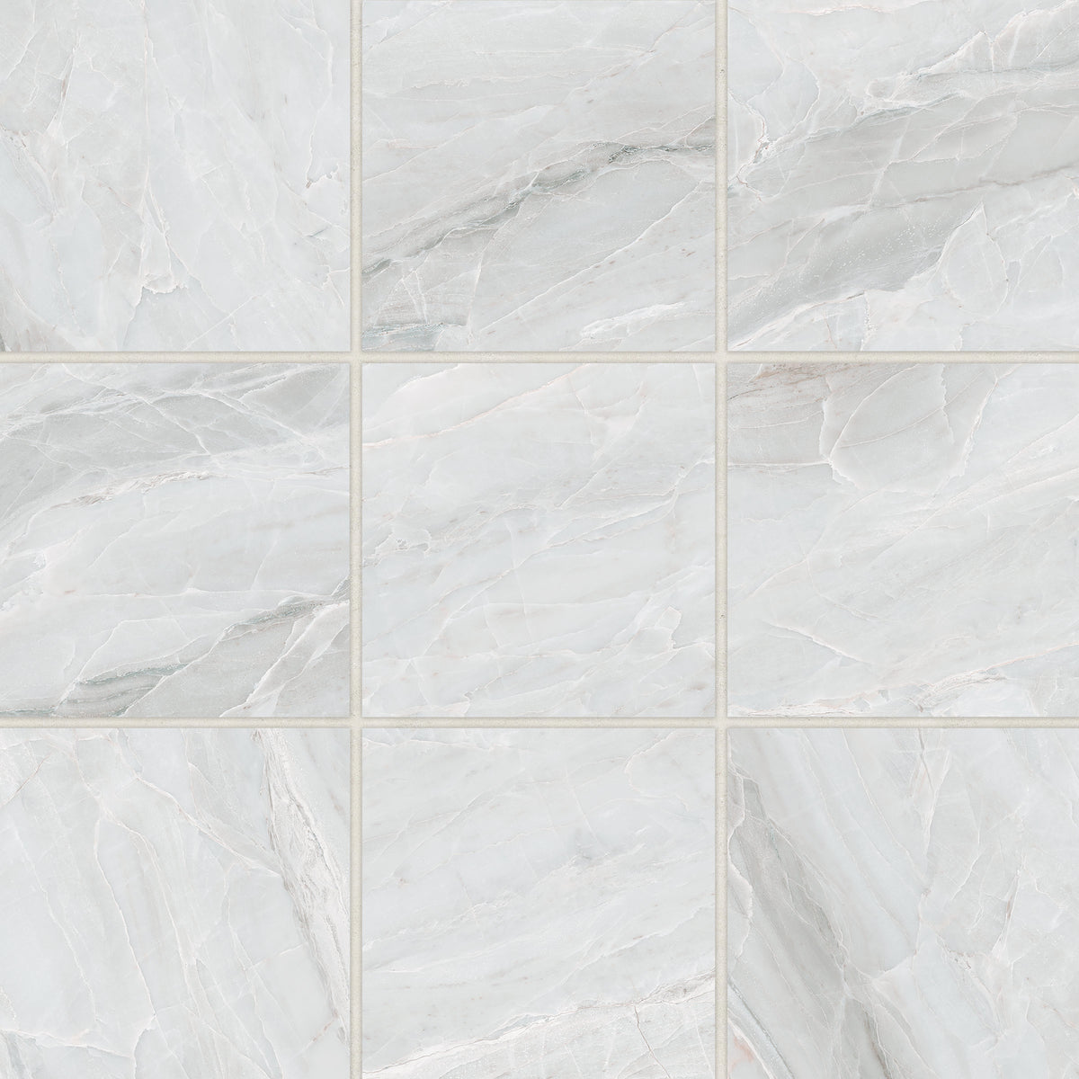 Bedrosians Magnifica Era 4" x 4" - 8mm Honed Porcelain Mosaic Tile in Pietra Bianca | Item Code 100007420
