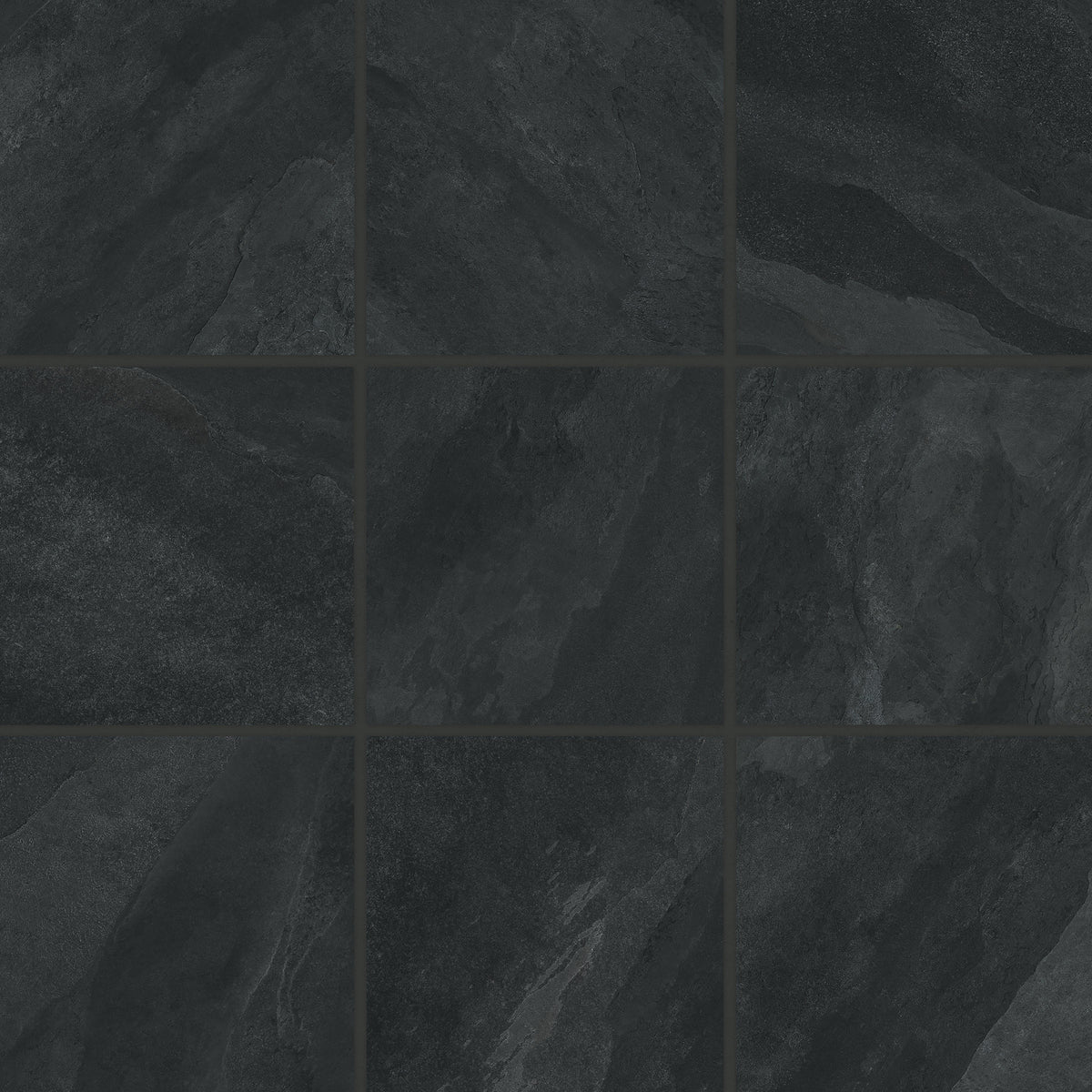 Bedrosians Magnifica Era 4" x 4" - 8mm Honed Porcelain Mosaic Tile in Pietra Scura | Item Code 100007425