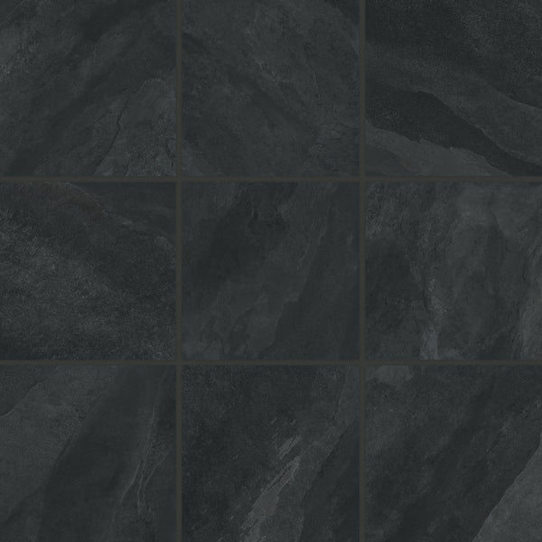 Bedrosians Magnifica Era 4" x 4" - 8mm Honed Porcelain Mosaic Tile in Pietra Scura | Item Code 100007425