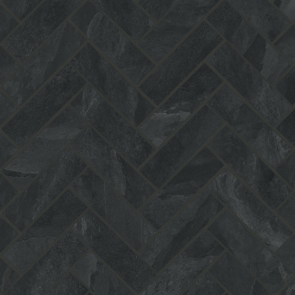 Bedrosians Magnifica Era 1" x 4" - 8mm Honed Porcelain Herringbone Mosaic Tile in Pietra Scura | Item Code 100007499