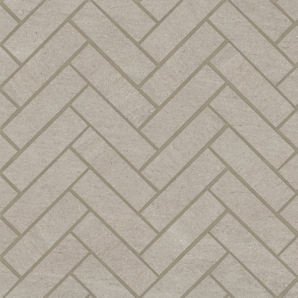 Bedrosians Magnifica Era 1" x 4" - 8mm Honed Porcelain Herringbone Mosaic Tile in Basalt Sand | Item Code 100007500