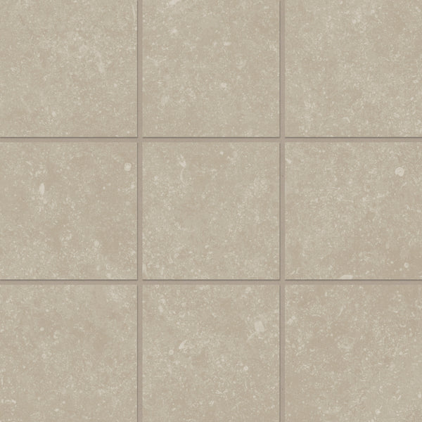 Bedrosians Bluerun 4" x 4" Matte Porcelain Mosaic Sheet in Historic Greige | Item Code 100008042