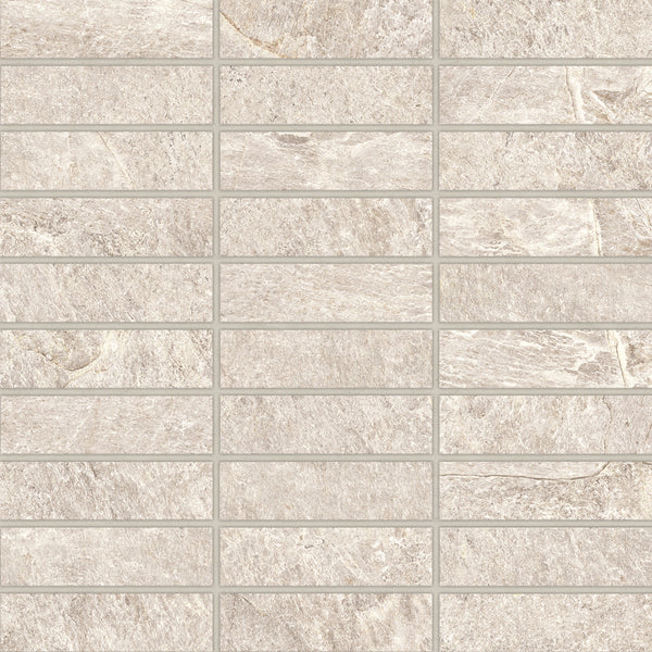 Bedrosians Farmhouse Living 1" x 4" Matte Porcelain Straight Set Mosaic in Alabaster | Item Code 100008060