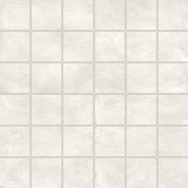 Bedrosians +One 2" x 2" Matte Porcelain Square Mosaic in Chalk | Item Code 100008984