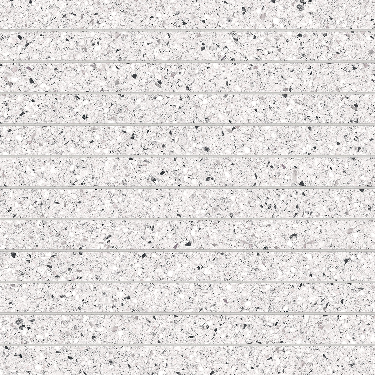 Bedrosians Mystere 1" x 12" Structured Porcelain Mosaic Tile in White | Item Code 100009658