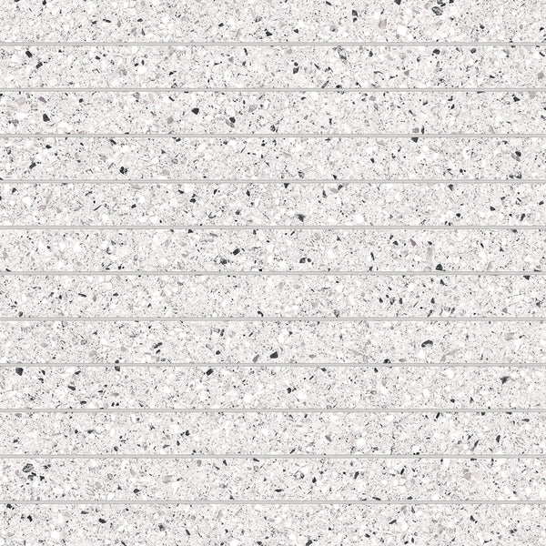 Bedrosians Mystere 1" x 12" Structured Porcelain Mosaic Tile in White | Item Code 100009658