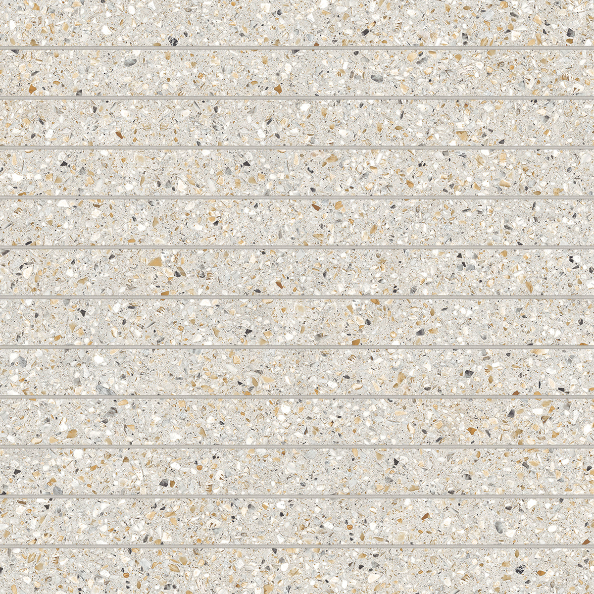 Bedrosians Mystere 1" x 12" Structured Porcelain Mosaic Tile in Linen | Item Code 100009659