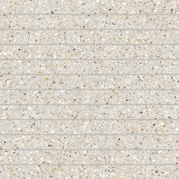 Bedrosians Mystere 1" x 12" Structured Porcelain Mosaic Tile in Linen | Item Code 100009659
