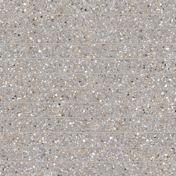 Bedrosians Mystere 1" x 12" Structured Porcelain Mosaic Tile in Light Grey | Item Code 100009661