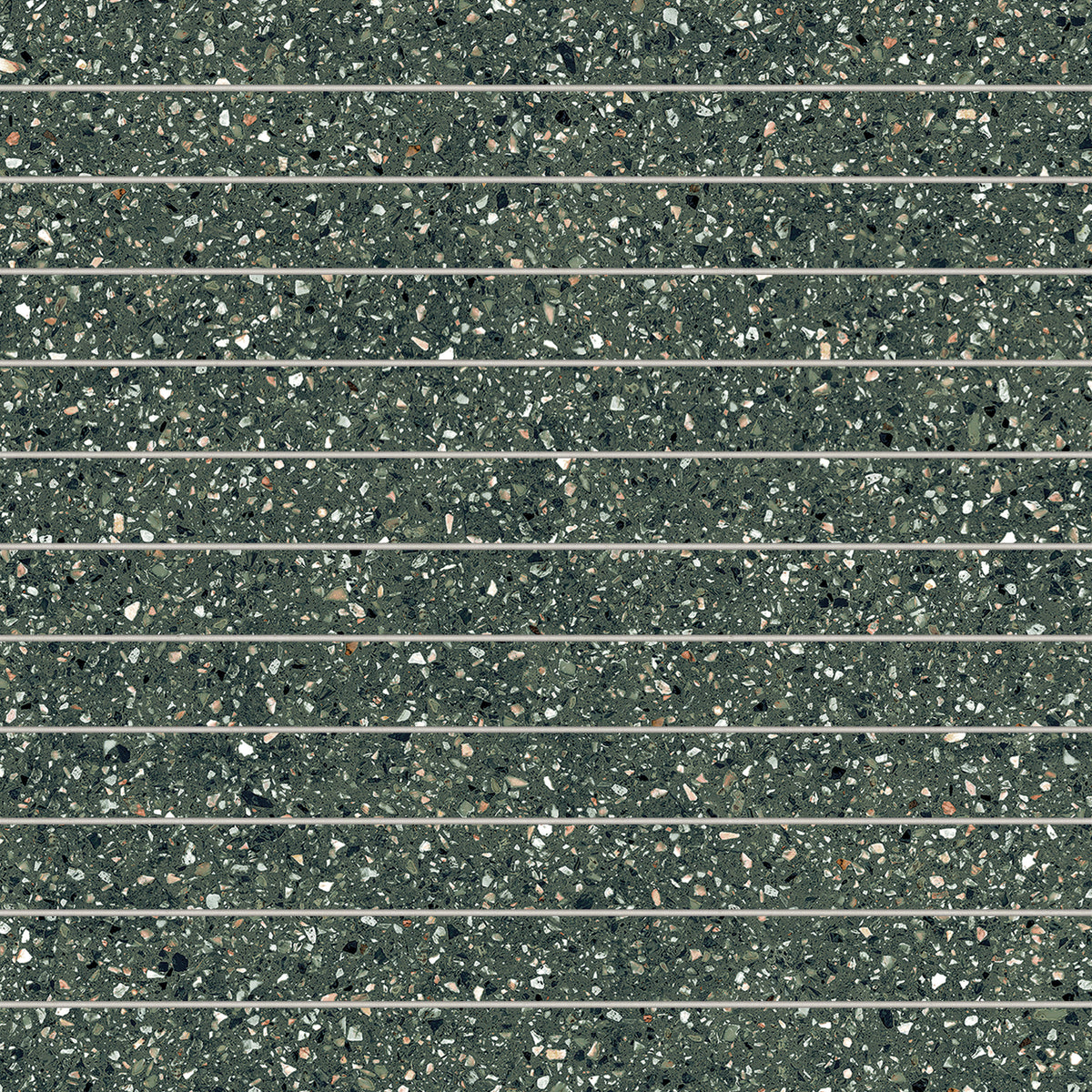 Bedrosians Mystere 1" x 12" Structured Porcelain Mosaic Tile in Green | Item Code 100009663