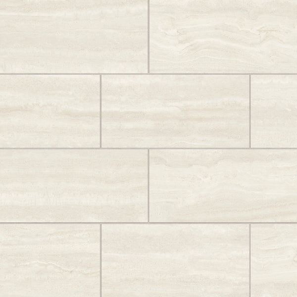 Bedrosians Tivoli 12" x 24" Natural Matte Porcelain Field Tile in Alba | Item Code 100010013
