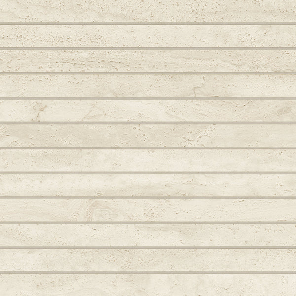 Bedrosians Tivoli 1" x 12" Natural Matte Porcelain Mosaic Tile in Crema | Item Code 100010048