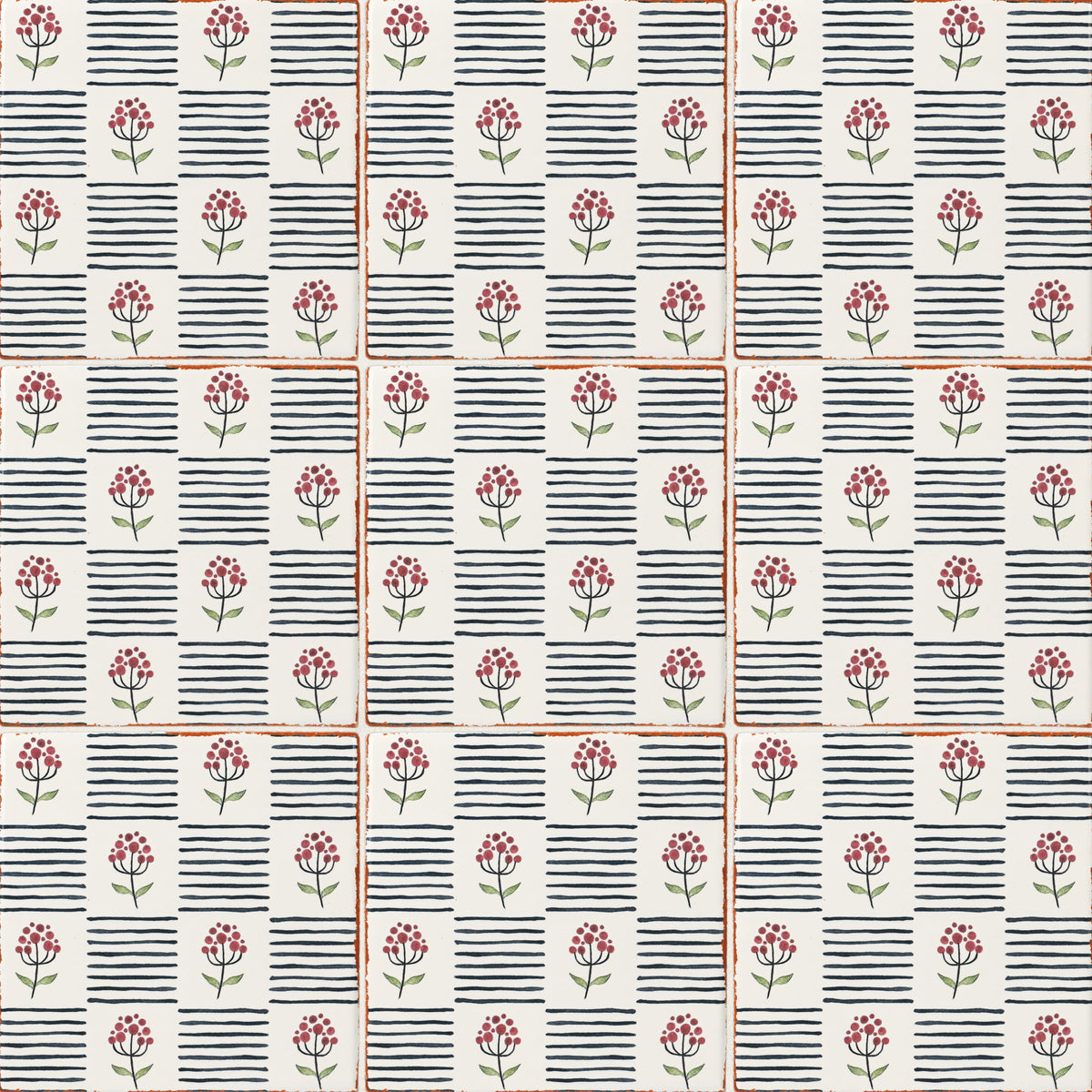 Bedrosians Palmetto Bloom 6x6 Ceramic Terracotta Field Tile Glazed | Item Code 100010052