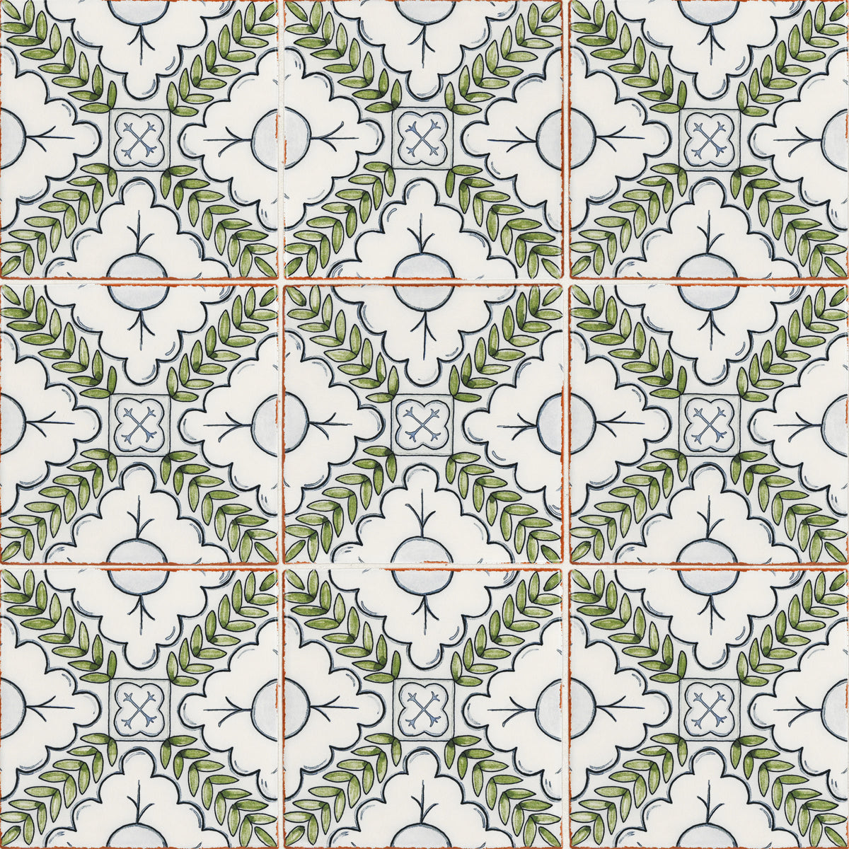 Bedrosians Palmetto Verdant 6x6 Ceramic Terracotta Field Tile Glazed | Item Code 100010053