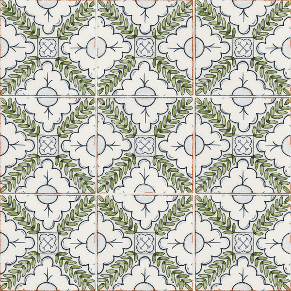 Bedrosians Palmetto Verdant 6x6 Ceramic Terracotta Field Tile Glazed | Item Code 100010053