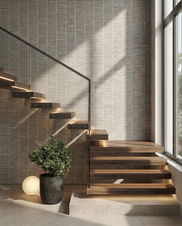 Bedrosians Node Greige 16x48 Ceramic Wall Tile Matte | Item Code 100010188