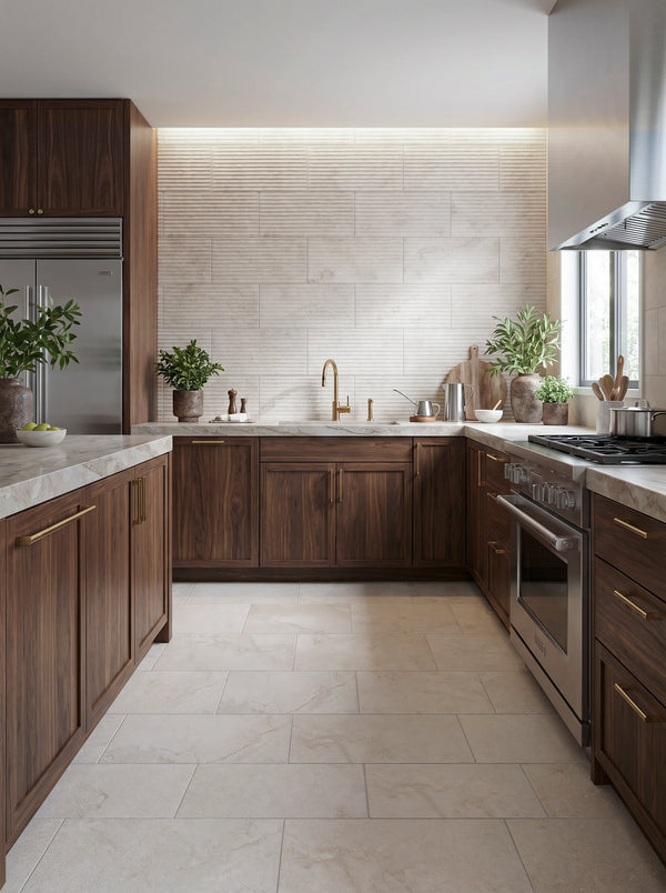 Bedrosians Lunaris Ivory 12x24 Porcelain Deco Wall Tile Fluted | Item Code 100010726