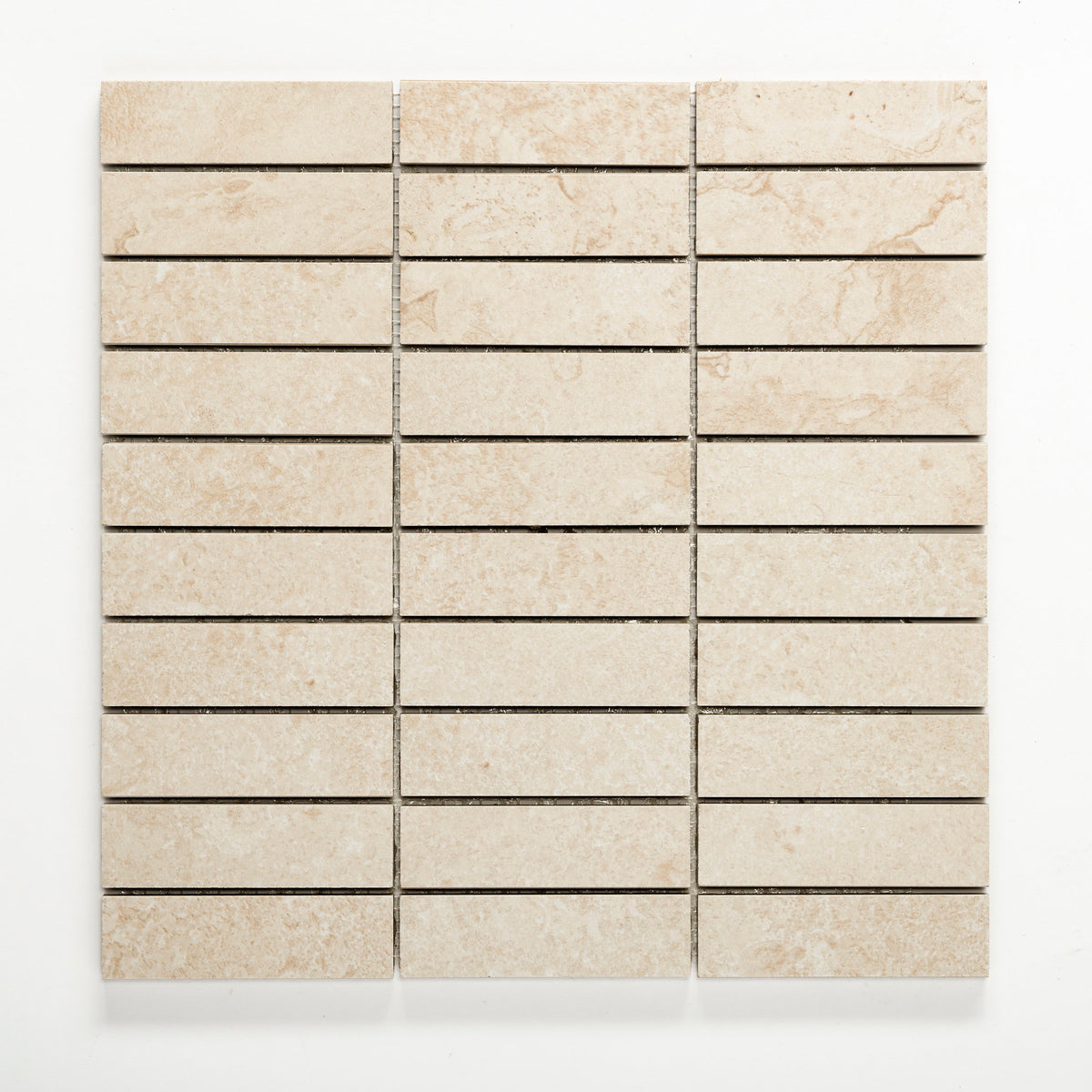 Bedrosians Lunaris Beige 1x4 Porcelain Mesh Mosaic Matte | Item Code 100010731