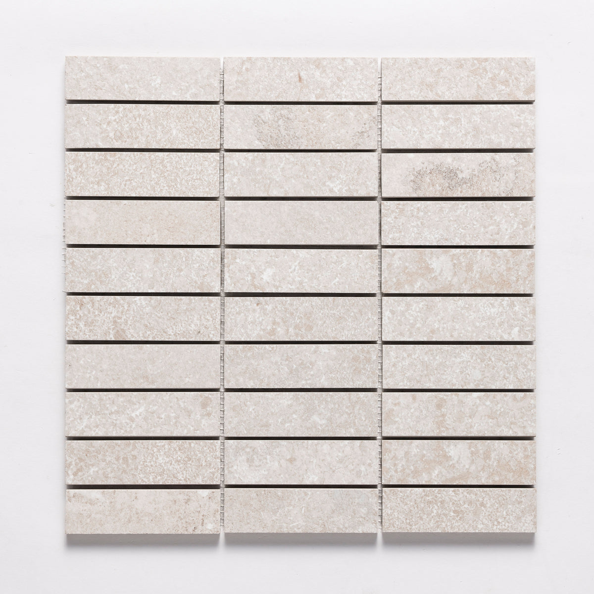 Bedrosians Lunaris Greige 1x4 Porcelain Mesh Mosaic Matte | Item Code 100010732