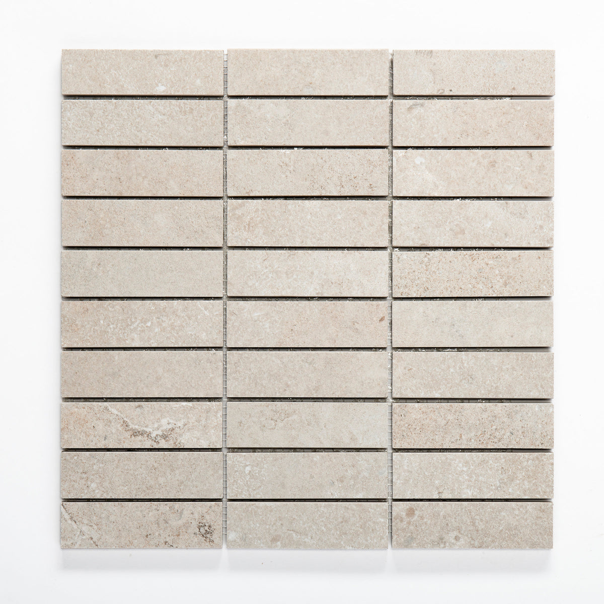 Bedrosians Lunaris Taupe 1x4 Porcelain Mesh Mosaic Matte | Item Code 100010733