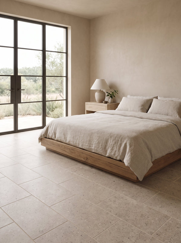 Bedrosians Poetry Stone Ecru 12x24 Porcelain Field Tile Matte | Item Code 100010770