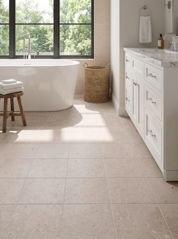 Bedrosians Poetry Stone Beige 12x12 Porcelain Field Tile Matte | Item Code 100010773