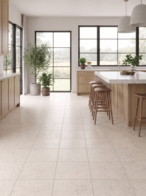 Bedrosians Poetry Stone Ivory 12x12 Porcelain Field Tile Matte | Item Code 100010776