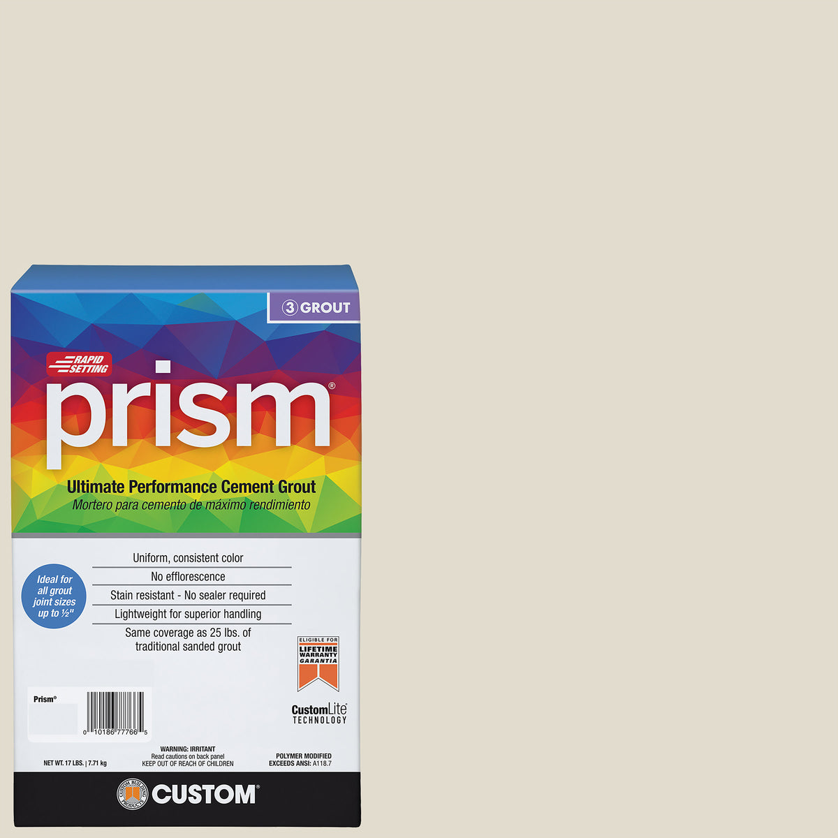 Bedrosians Custom Prism #011 Snow White 17lb. Sanded Grout | Item Code CUSPSM-011-17
